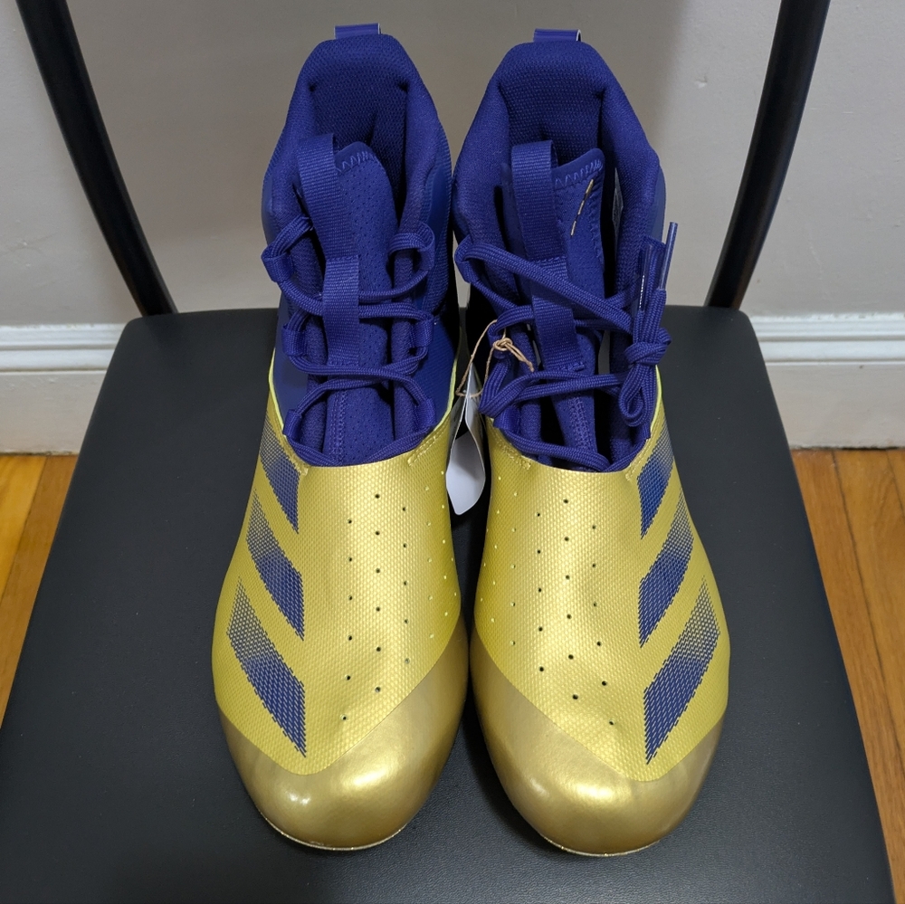 adidas Men's SM Adizero Chaos Football Cleats Gold Purple Sz 14 JH5735 NWOB